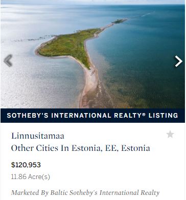 最平的小島為愛沙尼亞的Linnusitamaa，11.86英畝只需約12萬歐元(約1.1百萬)
